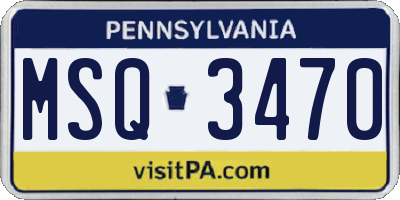 PA license plate MSQ3470