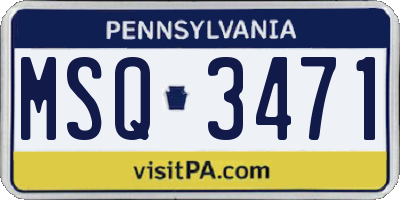 PA license plate MSQ3471