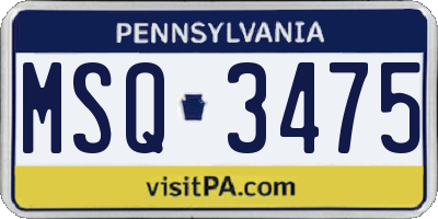 PA license plate MSQ3475