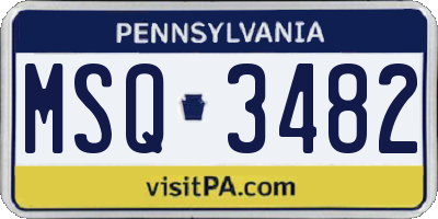 PA license plate MSQ3482