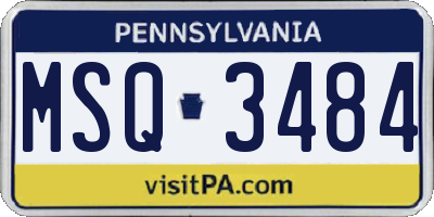 PA license plate MSQ3484