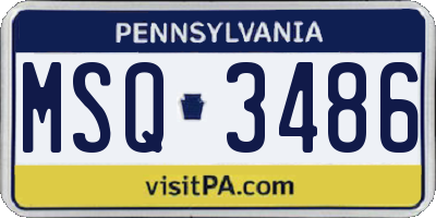 PA license plate MSQ3486