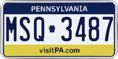 PA license plate MSQ3487