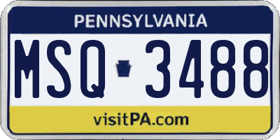 PA license plate MSQ3488