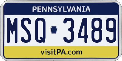 PA license plate MSQ3489