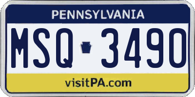 PA license plate MSQ3490
