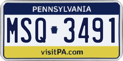 PA license plate MSQ3491