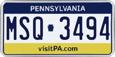 PA license plate MSQ3494