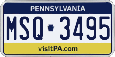 PA license plate MSQ3495