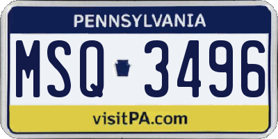 PA license plate MSQ3496