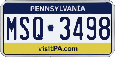 PA license plate MSQ3498