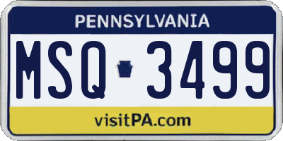 PA license plate MSQ3499
