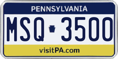 PA license plate MSQ3500