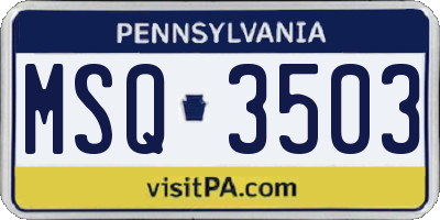 PA license plate MSQ3503
