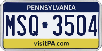 PA license plate MSQ3504