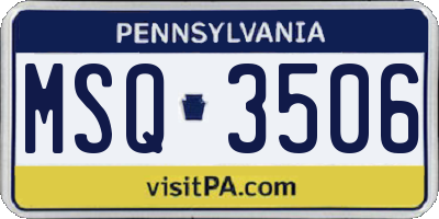 PA license plate MSQ3506