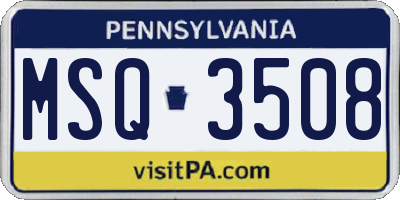 PA license plate MSQ3508