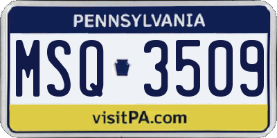 PA license plate MSQ3509