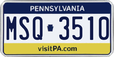 PA license plate MSQ3510