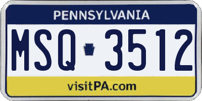PA license plate MSQ3512