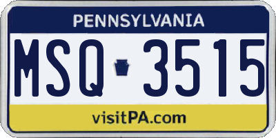 PA license plate MSQ3515
