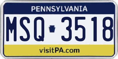 PA license plate MSQ3518