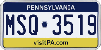 PA license plate MSQ3519