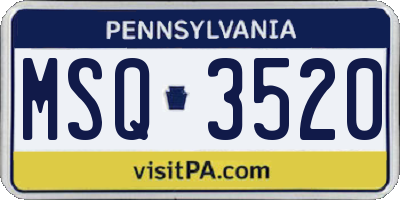 PA license plate MSQ3520