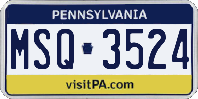 PA license plate MSQ3524