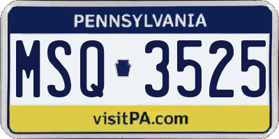 PA license plate MSQ3525