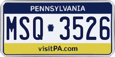 PA license plate MSQ3526