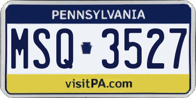 PA license plate MSQ3527