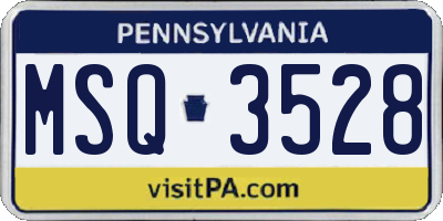 PA license plate MSQ3528