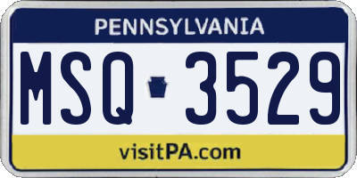 PA license plate MSQ3529