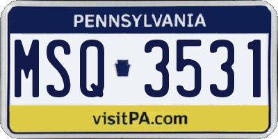 PA license plate MSQ3531