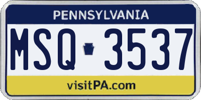 PA license plate MSQ3537