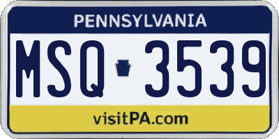 PA license plate MSQ3539