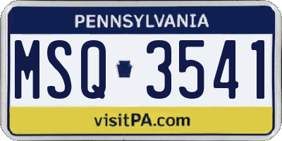 PA license plate MSQ3541