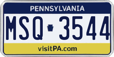 PA license plate MSQ3544