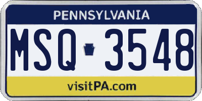 PA license plate MSQ3548