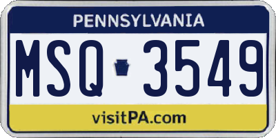 PA license plate MSQ3549