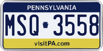 PA license plate MSQ3558