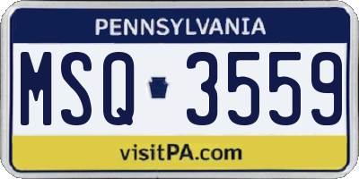 PA license plate MSQ3559
