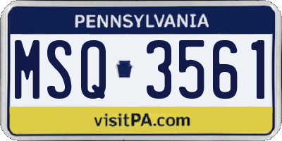 PA license plate MSQ3561