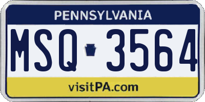 PA license plate MSQ3564