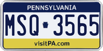 PA license plate MSQ3565