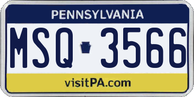 PA license plate MSQ3566