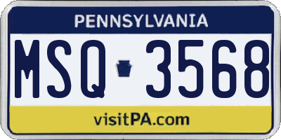 PA license plate MSQ3568