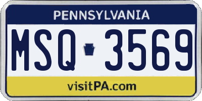 PA license plate MSQ3569