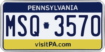 PA license plate MSQ3570
